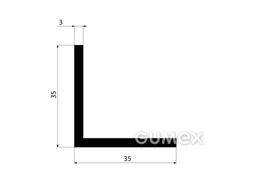 Pryžový profil tvaru "L", 35x35/3mm, 70°ShA, EPDM, -40°C/+100°C, černý